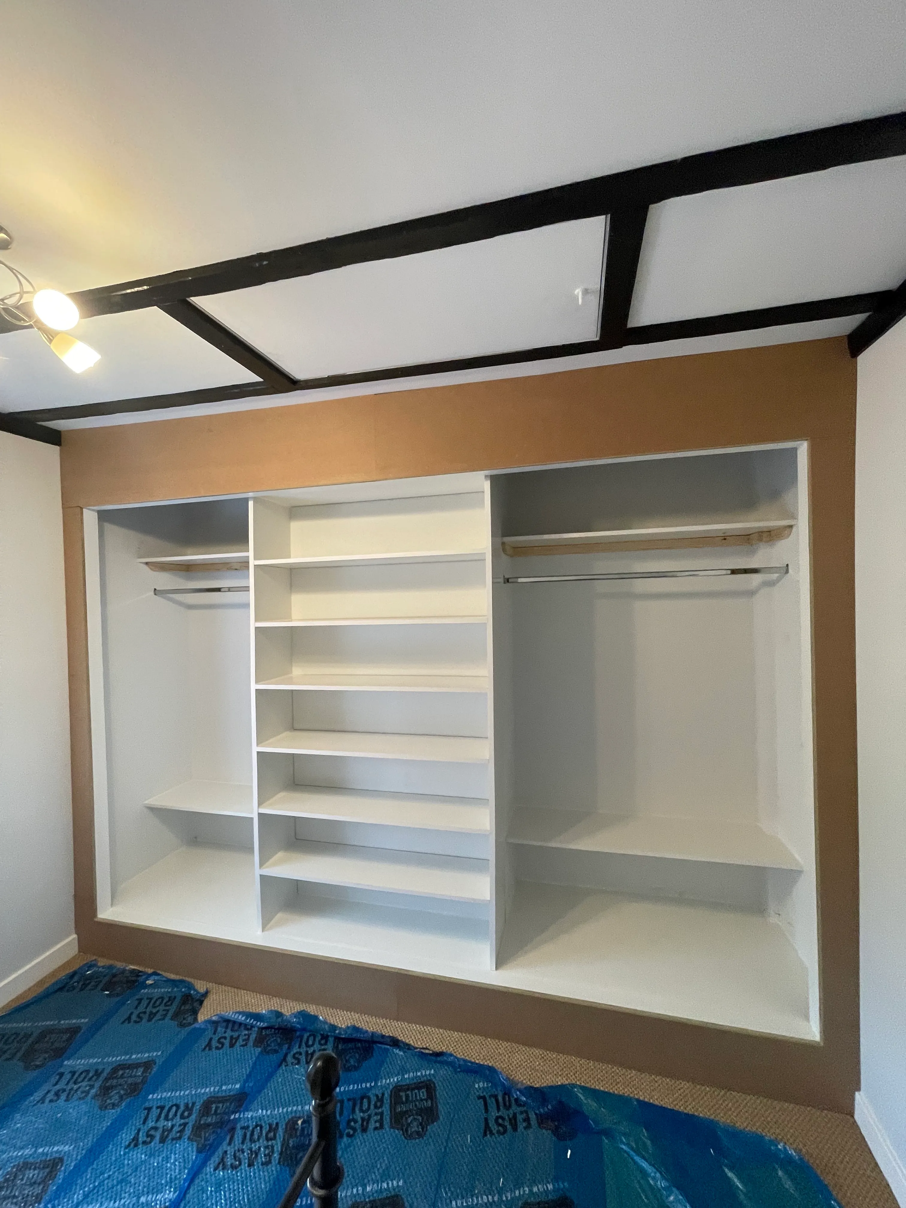 Carcass joinery during the hallway storage cabinet build.